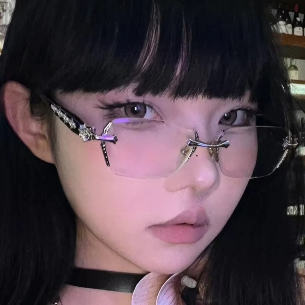 Street Fashion Logo - Luxury Rimless Gold & Black Eyeglass