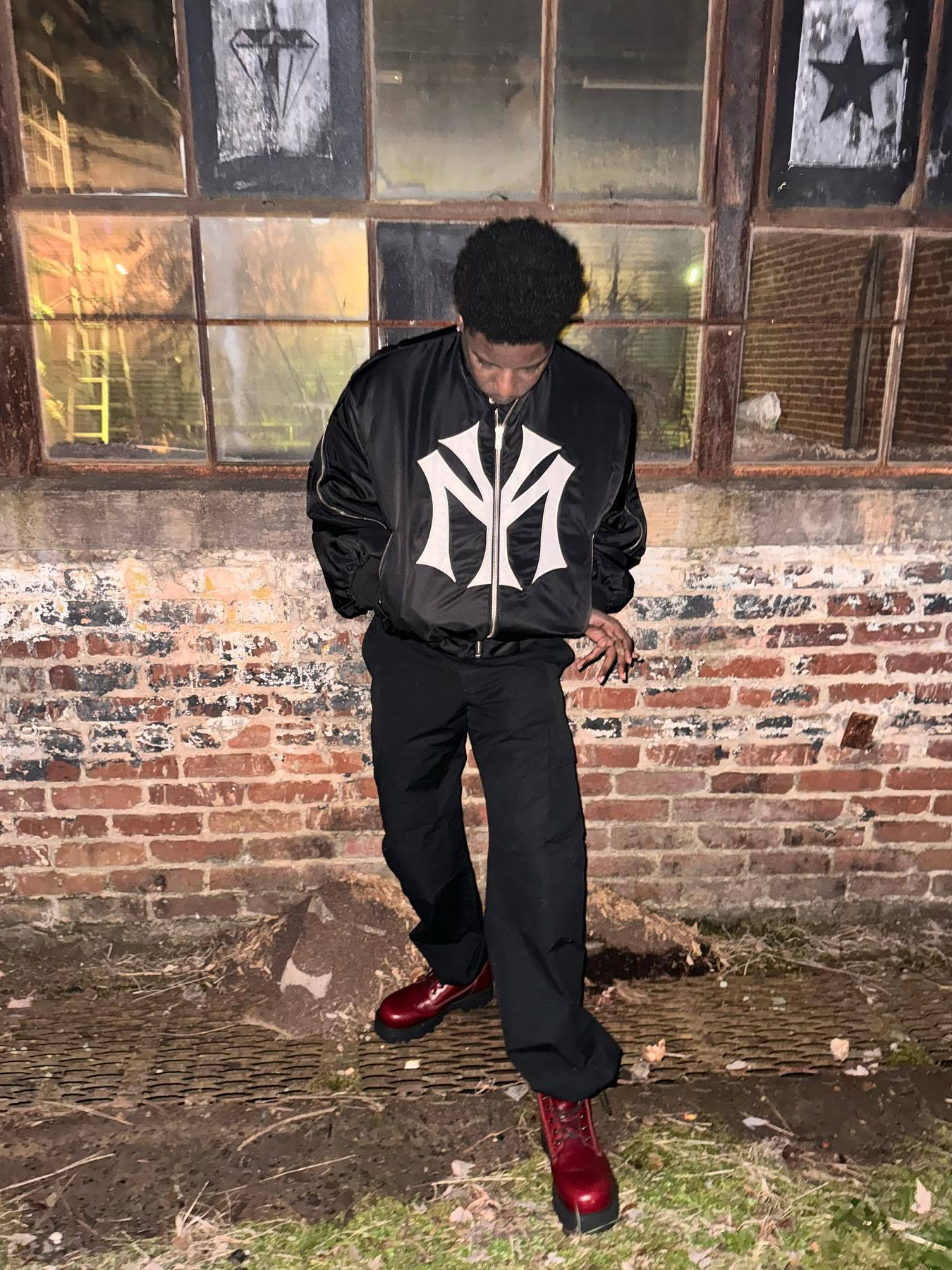 Street Fashion Logo - Cropped Bomber Jacket Oversize Bubble Sleeve