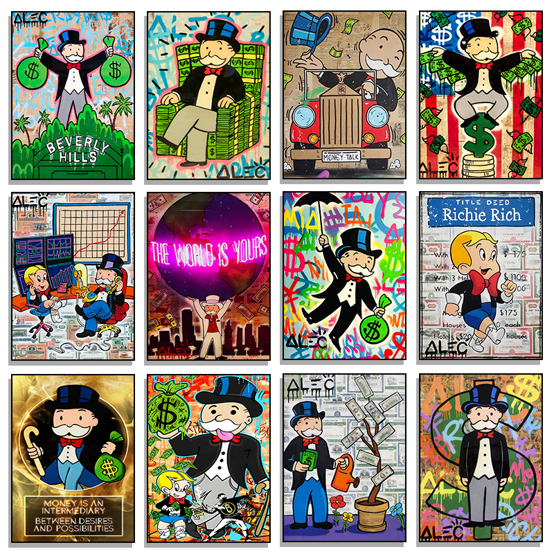Street Fashion Poster - Fashion Alec Monopoly Millionaire Money Canvas