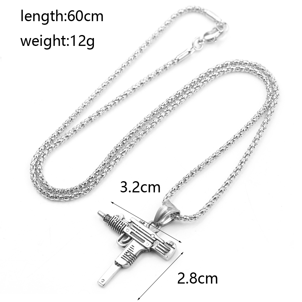 Punk Uzi Pistol Machine Gun Ne - Street Fashion Necklace avis et prix