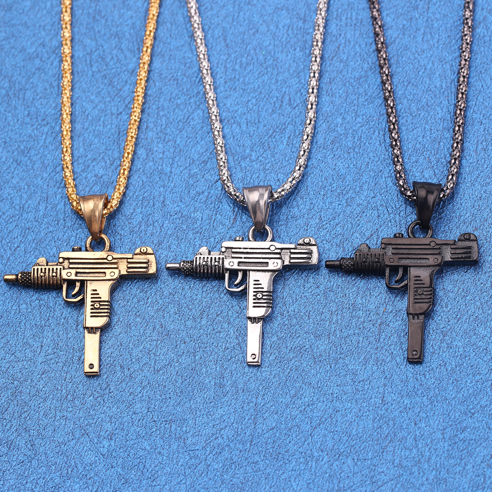Punk Uzi Pistol Machine Gun Ne - Street Fashion Necklace avis et prix