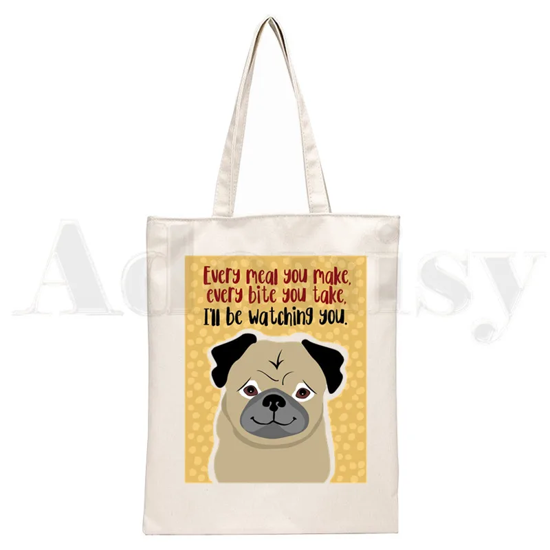 Dog Pet Pug Life Cartoon Print - Tote Bag Canvas Print avis et prix