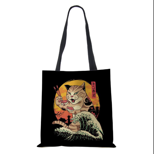 Cute Cat Tote Bag Japanese Sus - Tote Bag Canvas Print avis et prix