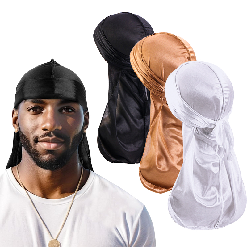 3PCS/LOT Long Durag Silk Satin - Street Fashion Hats avis et prix