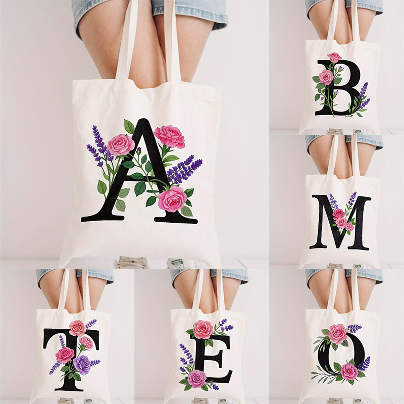 Letters And Flowers Tote Bags  - Tote Bag Canvas Print avis et prix
