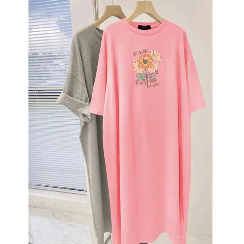 Women's Flower Print Oversized - Longline Tee Oversized avis et prix