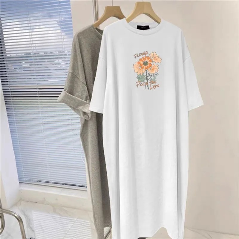 Women's Flower Print Oversized - Longline Tee Oversized avis et prix