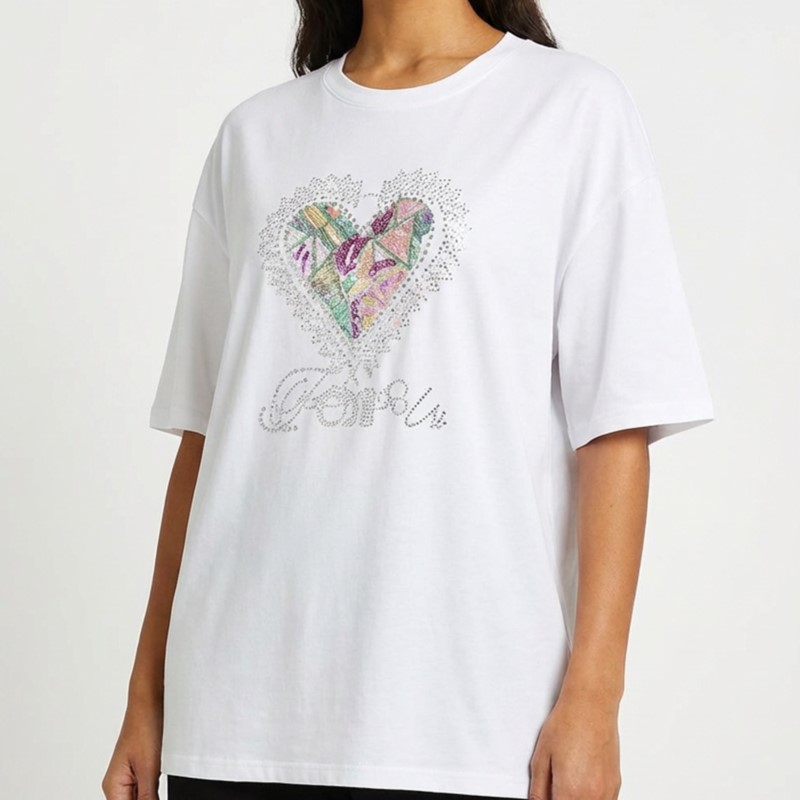 Women's Butterfly Embroidery R - Longline Tee Oversized avis et prix
