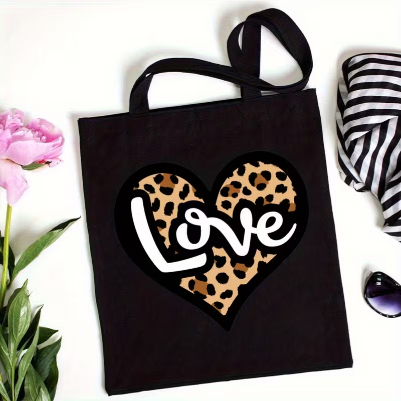 Leopard Print Heart Love Lette - Tote Bag Canvas Print avis et prix