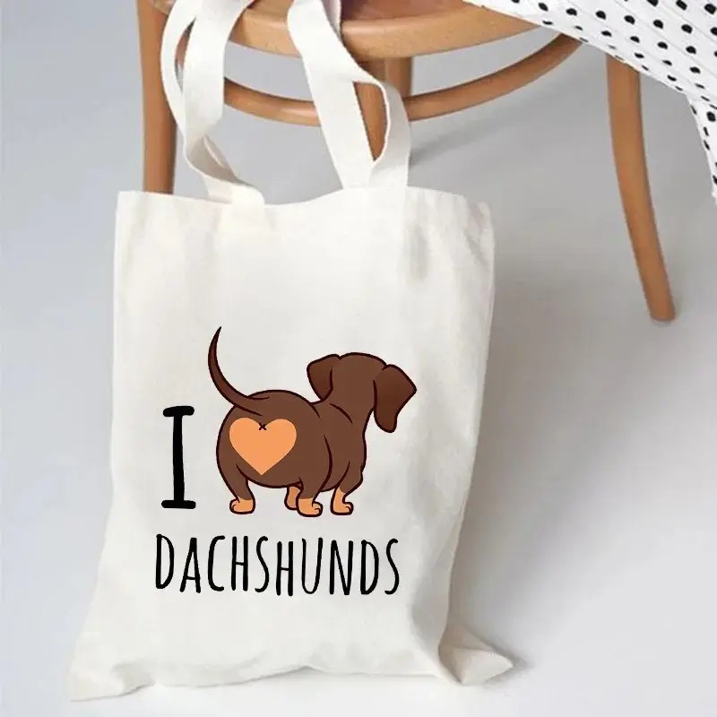 Cute Dachshund Funny Handbags  - Tote Bag Canvas Print avis et prix