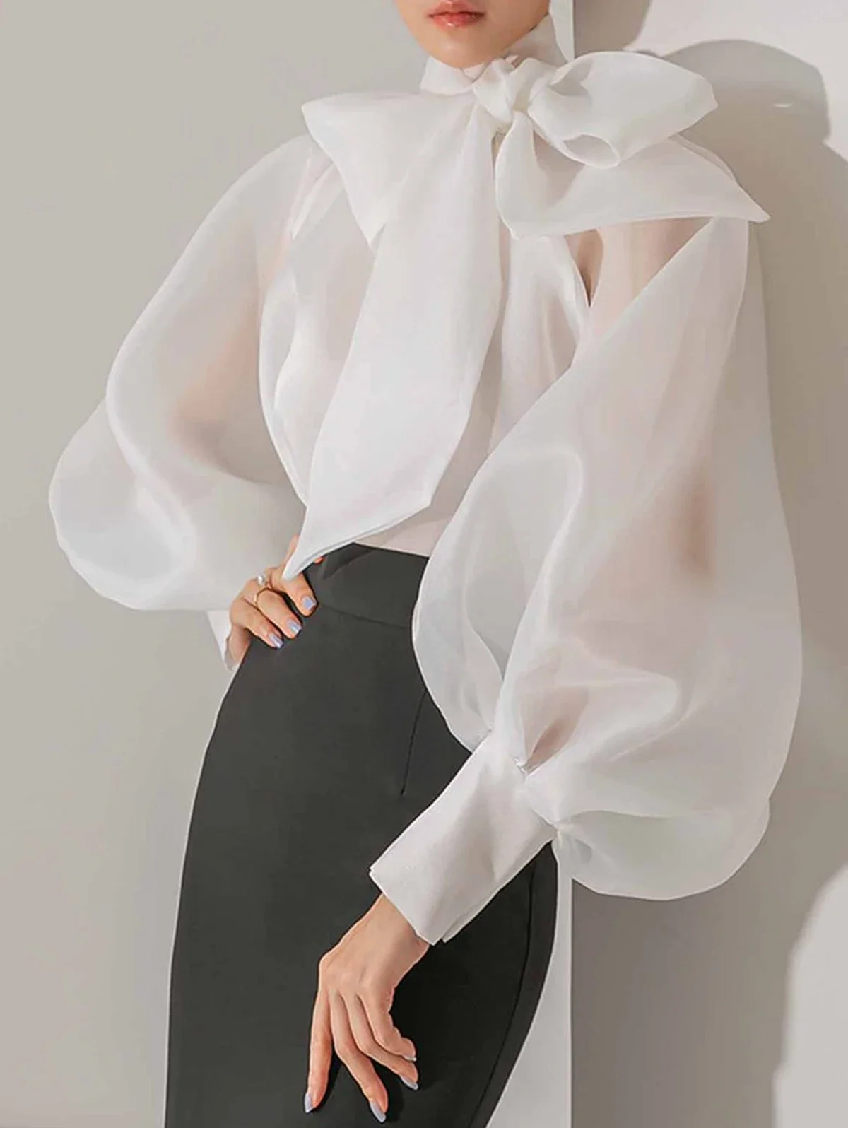 Women's Elegant Lantern Sleeve - Street Fashion Necklace avis et prix