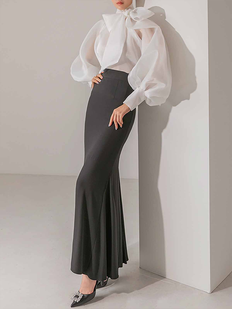 Women's Elegant Lantern Sleeve - Street Fashion Necklace avis et prix