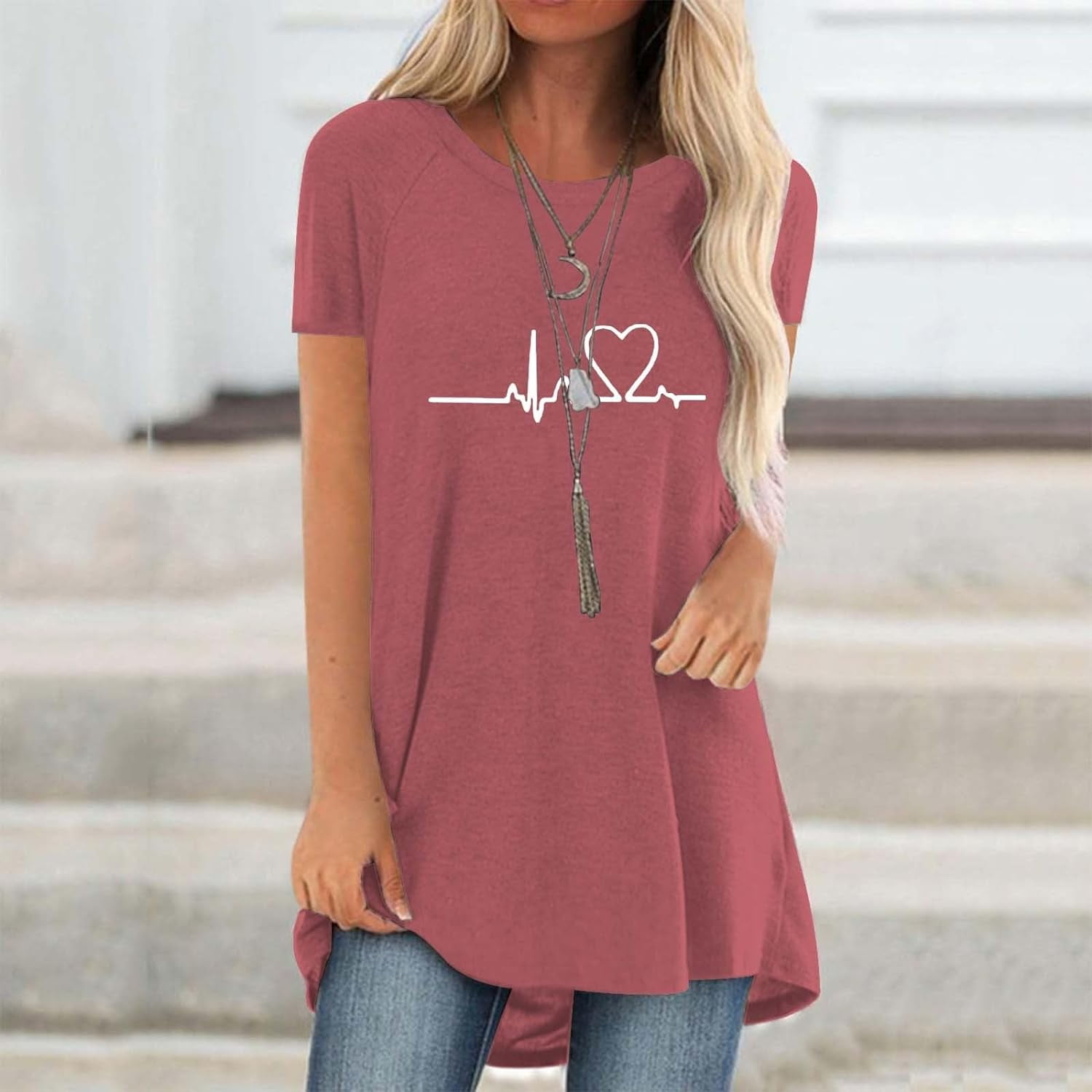 Line Love Graphics 3D Print T- - Longline Tee Oversized avis et prix