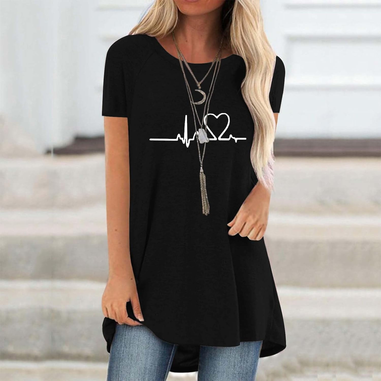 Line Love Graphics 3D Print T- - Longline Tee Oversized avis et prix