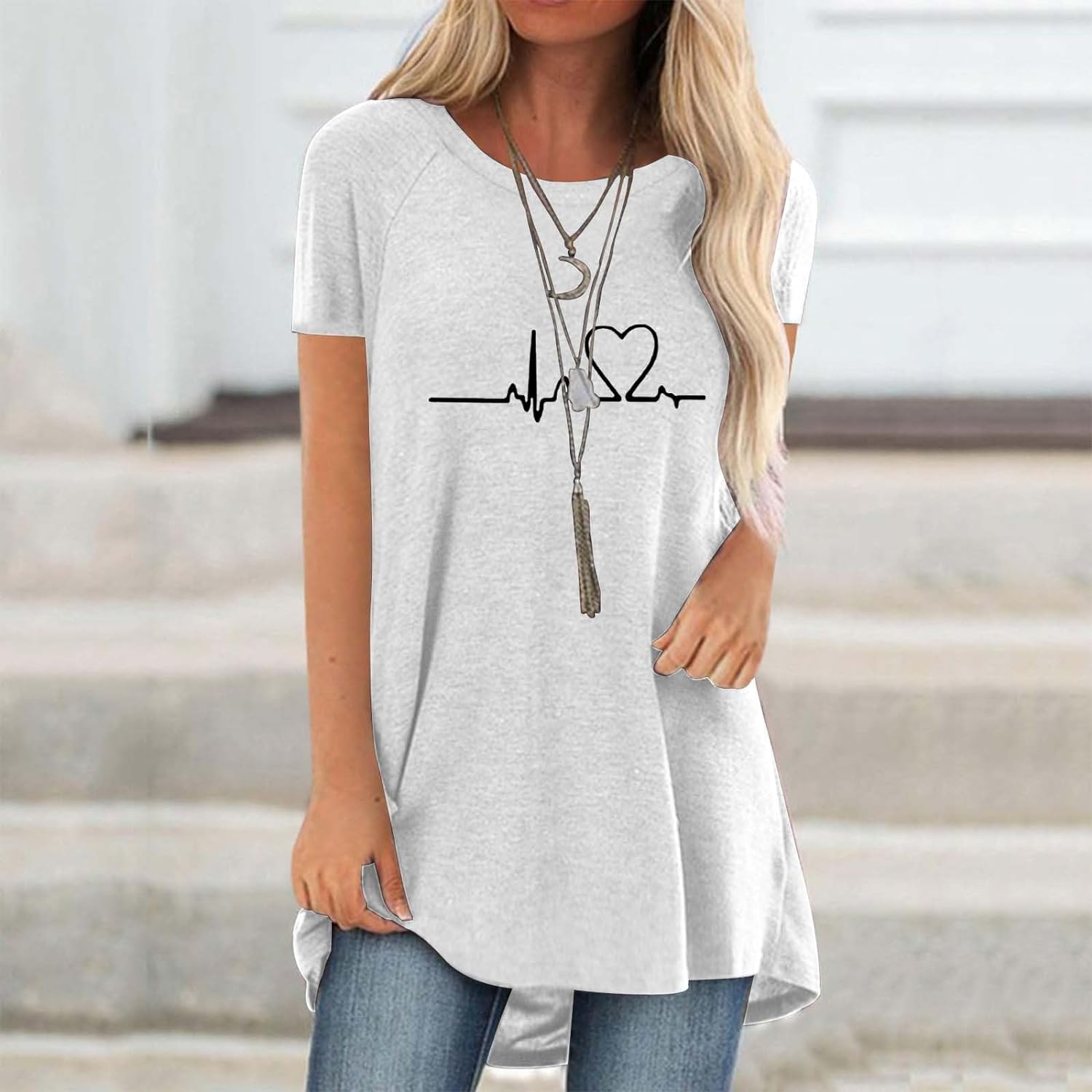 Line Love Graphics 3D Print T- - Longline Tee Oversized avis et prix