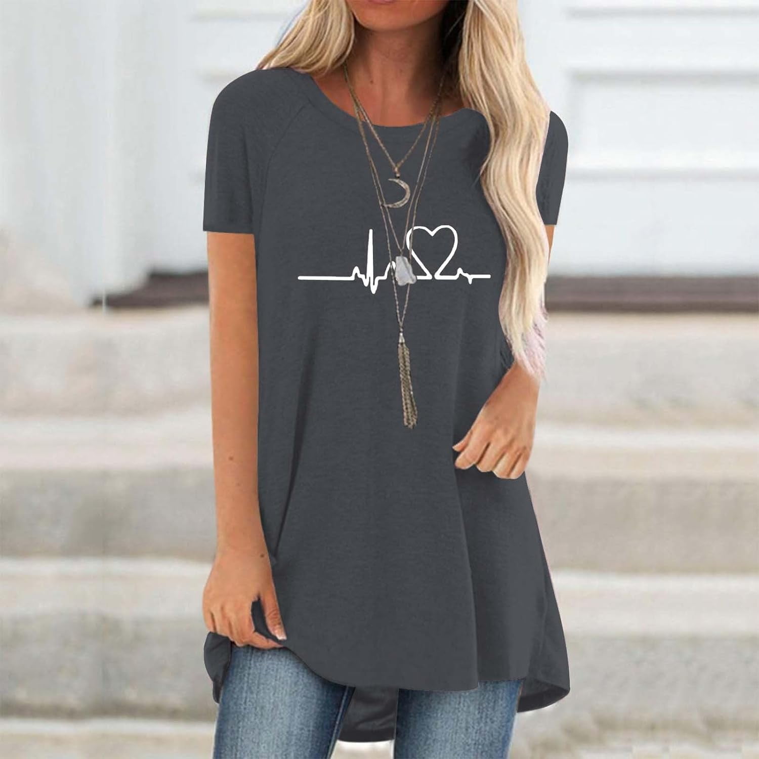 Line Love Graphics 3D Print T- - Longline Tee Oversized avis et prix