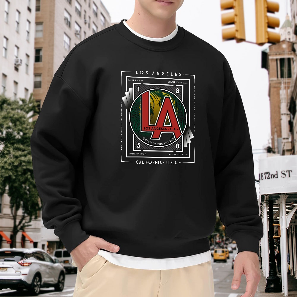 Men's Black Crew Neck Pullover - Street Fashion Los Angeles avis et prix