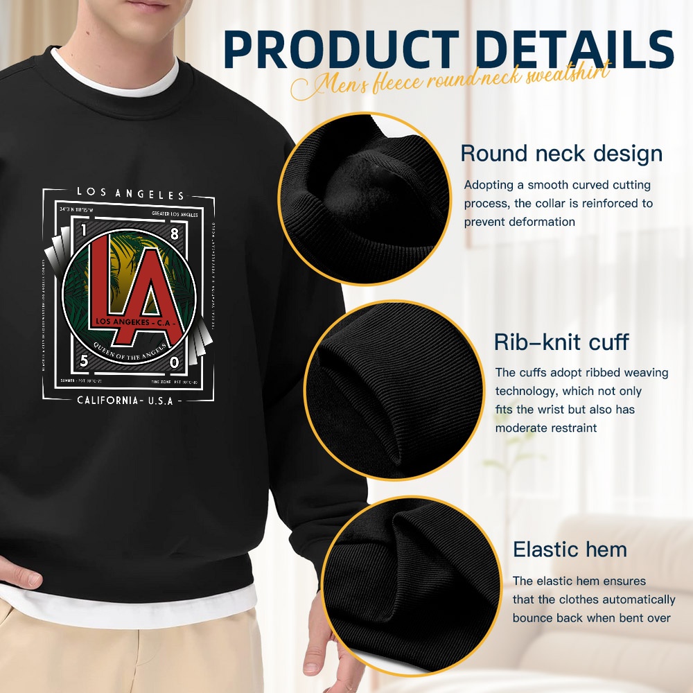 Men's Black Crew Neck Pullover - Street Fashion Los Angeles avis et prix