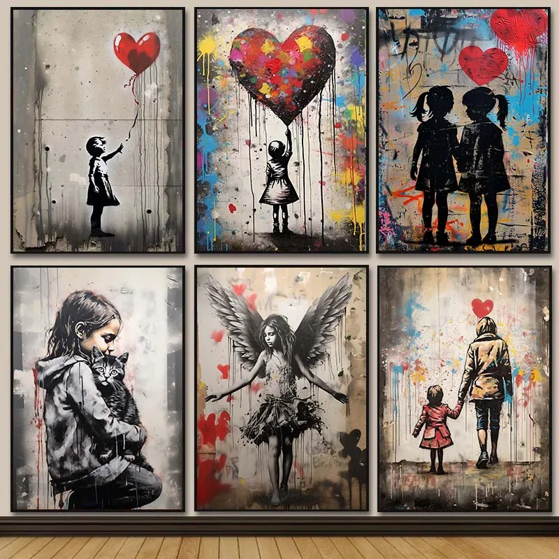 Banksy Graffiti Boy Girl with  - Street Fashion Poster avis et prix