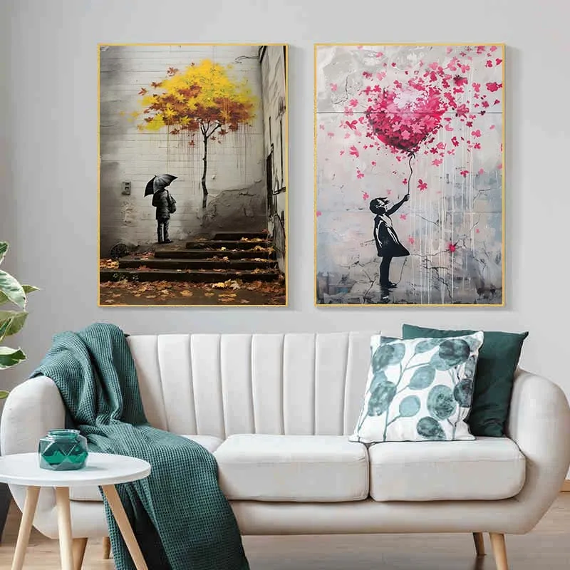 Banksy Graffiti Boy Girl with  - Street Fashion Poster avis et prix