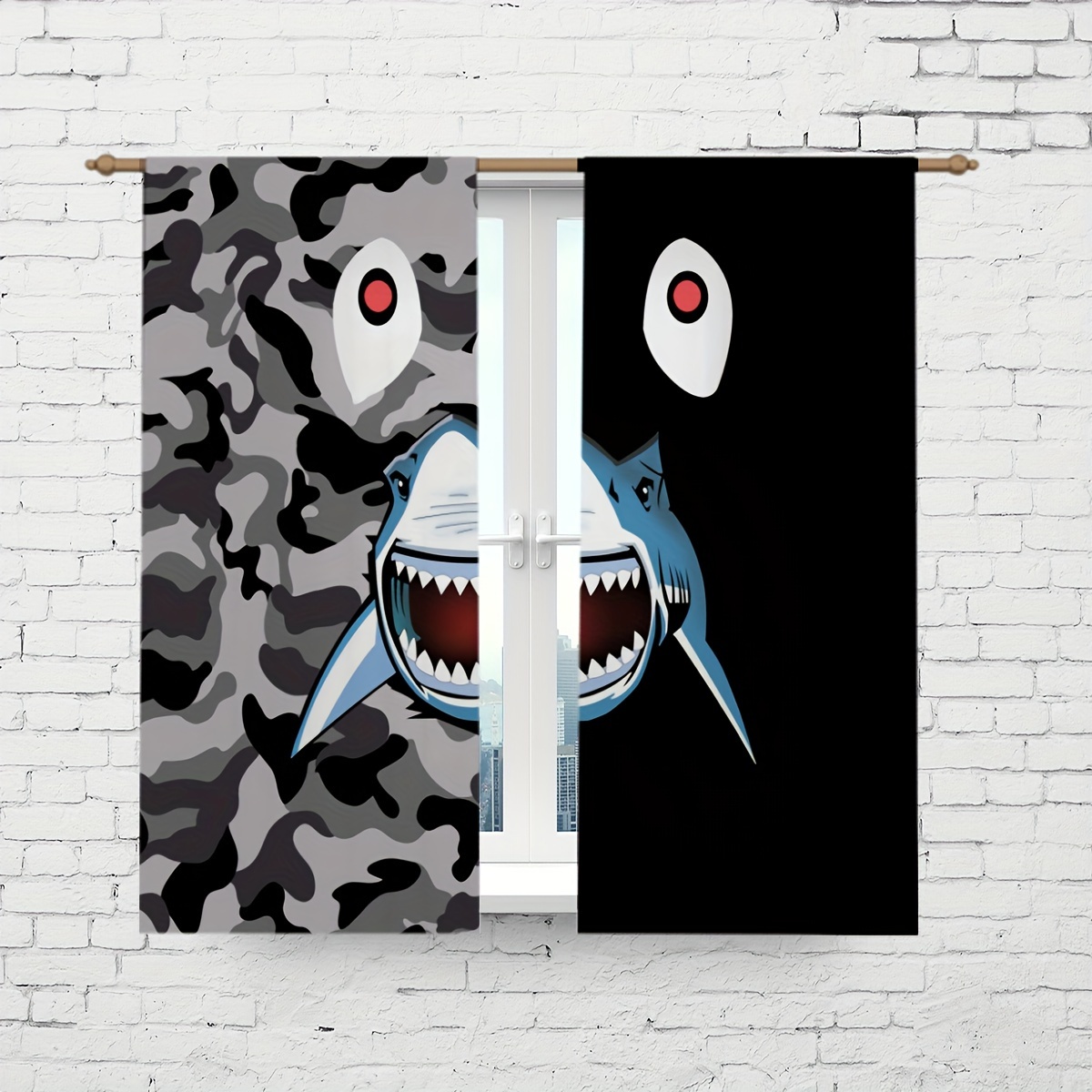 Camo and Shark Pattern Curtain - Camo Pattern Set avis et prix