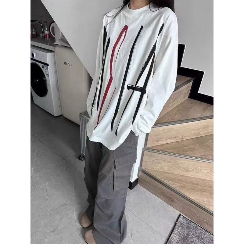 Women Oversized Crew Neck Abst - Longline Tee Oversized avis et prix